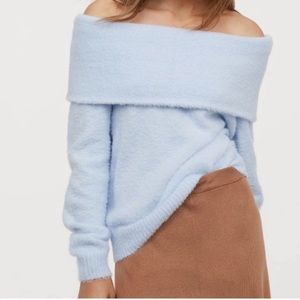 H&M NWOT Charcoal Gray Off the Shoulder Sweater